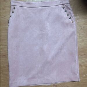 Liz Claiborne Faux Suede Pale Pink Salmon Studded Detail Knee Length Skirt Sz 12